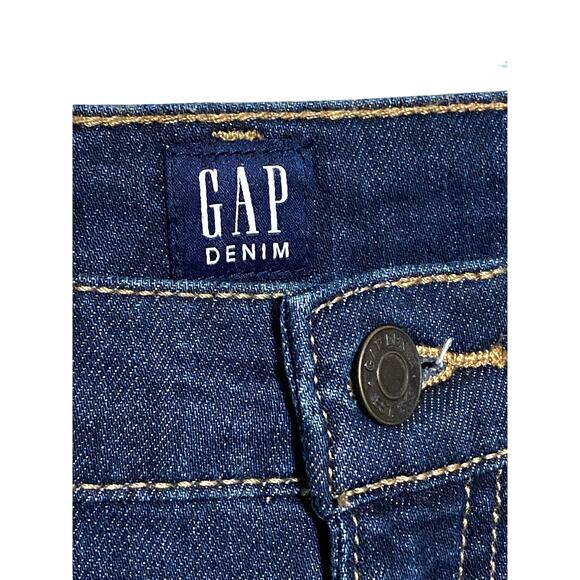 Gap Denim Perfect Boot Mid Rise Blue Dark Indigo Women 32R NWOT Y2K 2017 Stretch - Picture 5 of 9